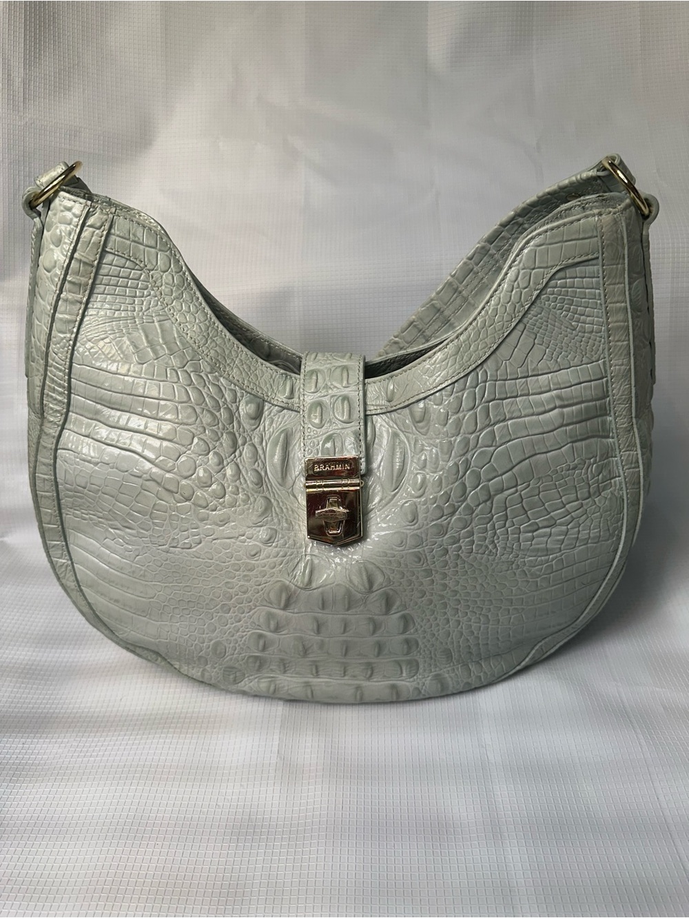 Brahmin Bethany Sea Glass Melbourne Shoulder Bag Crocodile Embossed - Picture 2 of 15
